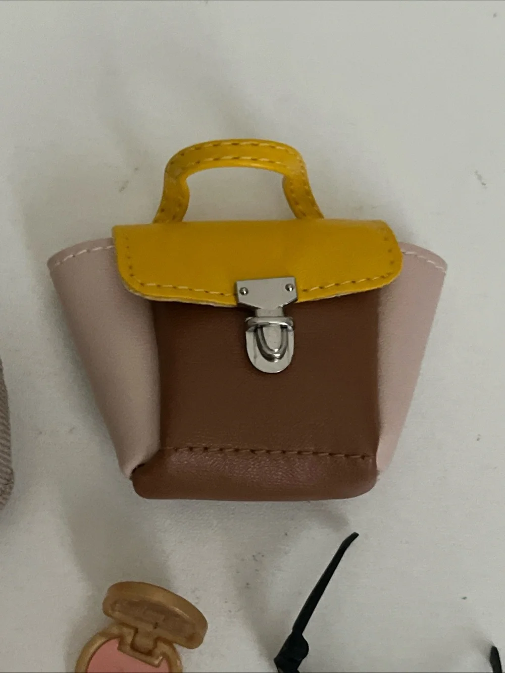 Barbie Doll Accessories Lot Shorts Yellow Top Handbag Compact Glasses Sandals